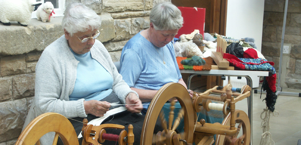 Volunteers spinning