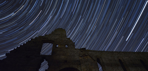 Star trail at Jervaulx Abbey