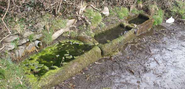 Stone water troughs on the roadside in Wharfedale